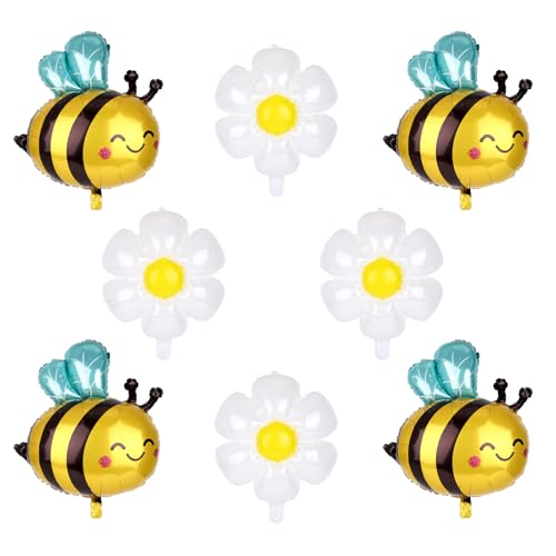 lasuroa 8stk Bienen- und Gänseblümchen-Luftballons, Folienballons Lächelndem Gesicht Hummeln Gänseblümchen-Blumen-Honigbiene Wald-Dschungel-Thema Gastgeschenke Dekorationszubehör Geburtstagspartys lasuroa 8stk Bienen- und Gänseblümchen-Luftballons, Folienballons Lächelndem Gesicht Hummeln Gänseblümchen-Blumen-Honigbiene Wald-Dschungel-Thema Gastgeschenke Dekorationszubehör Geburtstagspartys von lasuroa