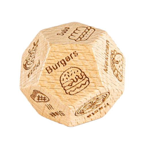 Essenswürfel aus Holz, 12-Seitig Date Night Würfel Essenswürfel für Paare Valentinstagswürfel Jubiläumsgeschenk für Ihn Sie Ehemann Frau Freund Freundin von lasuroa