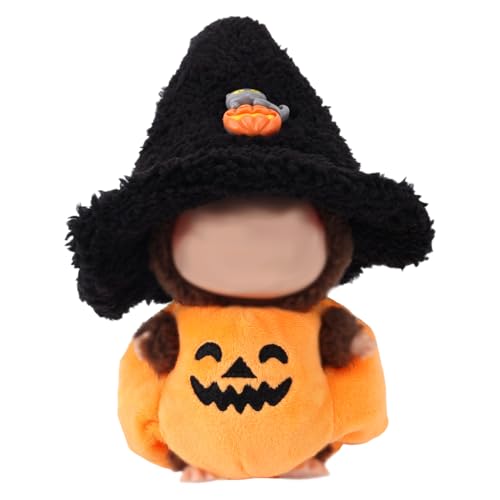 lasuroa Halloween-Kleidung für 17cm Puppe, Niedliches Kürbis-Outfit mit Hexenhut Stilvolles Puppenkostüm-Set Halloween-Zubehör (Nur Kleidung) von lasuroa