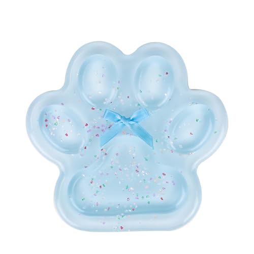 lasuroa Katzenpfoten-Quetschspielzeug, Glitzerndes Weiches Großes Gelee-Kätzchenpfote mit Schleife Niedliches Stressspielzeug Fidget für Kinder Erwachsene Schule Büro (Blau) von lasuroa