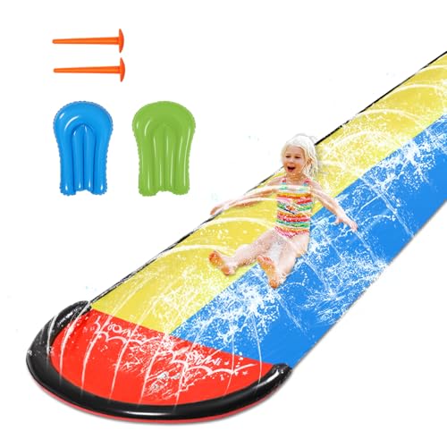 lasuroa Lange Wasserrutsche, 6,1 x 1,4 m Sommer-Wasserrutschenspielzeug mit Surfbrett und Kunststoffeinsätzen Doppelt Rutschwasser und Rutsche Wasserrutsche im Freien für Kinder und Erwachsene lasuroa Lange Wasserrutsche, 6,1 x 1,4 m Sommer-Wasserrutschenspielzeug mit Surfbrett und Kunststoffeinsätzen Doppelt Rutschwasser und Rutsche Wasserrutsche im Freien für Kinder und Erwachsene von lasuroa