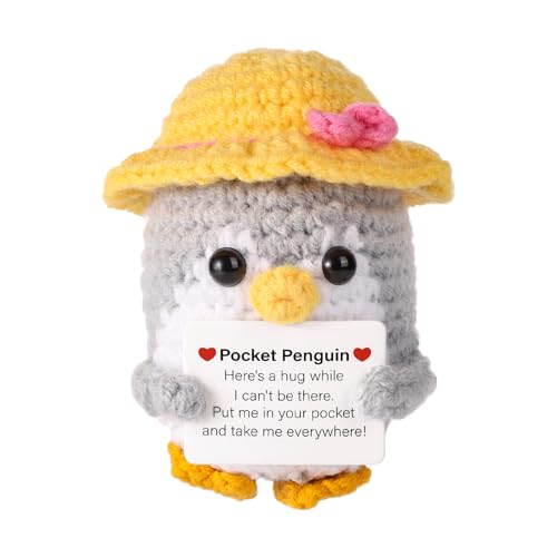lasuroa Lustiger Positiver Pinguin, 9cm Gestricktes Pinguin mit Ermutigungskarte süße Gehäkelte Pinguin-Puppe aus Wolle mit Sommerstrohhut Kreatives Aufmunterungsgeschenk für Familienfreunde lasuroa Lustiger Positiver Pinguin, 9cm Gestricktes Pinguin mit Ermutigungskarte süße Gehäkelte Pinguin-Puppe aus Wolle mit Sommerstrohhut Kreatives Aufmunterungsgeschenk für Familienfreunde von lasuroa