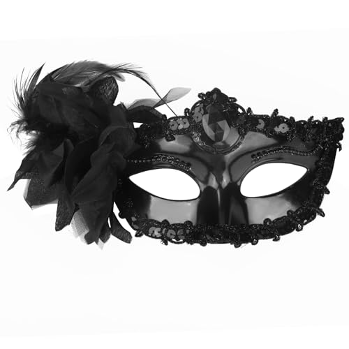 lasuroa Maskeradenmaske für Damen & Herren, Exquisite Blumen-Spitze Venezianische Masken für Mardi Gras Party Halloween Kostümball Karnevalsveranstaltungen (Schwarz) von lasuroa