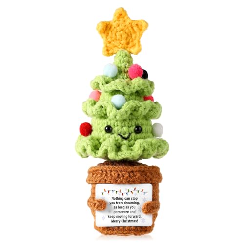 lasuroa Positiver Weihnachtsbaum Gehäkelt, Gehäkelter Weihnachtsbaum Emotionale Unterstützung Häkeln Weihnachtshäkeln für Weihnachtsfeier-Dekoration Ermutigungsgeschenk von lasuroa