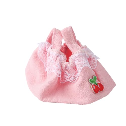 lasuroa Puppenkleidung, Süße Kleidung mit Kirschmuster und Rosa Spitze Passend für 17 cm Große Plüschpuppen der 1 und 2.Generation (Strapsrock mit Kirschmuster) von lasuroa