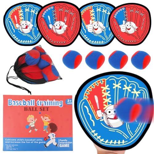 lasuroa Wurf und Fangspiel-Set, Inklusive 4 Handschuhen & 4 Bällen & 1 Aufbewahrungstasche Magisches Klebe Fangball-Set Outdoor Spielzeug für Mädchen und Jungen im Alter von 3 4 5 6 7 8+ Jahren von lasuroa
