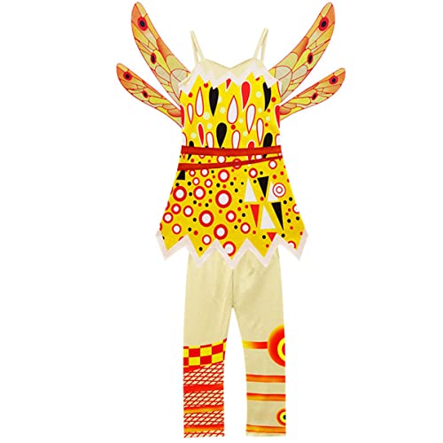 laughZuaia Baby Kleinkind Kinder Mädchen Yuko Kostüm Fee Kostüm Halloween Party Outfit mit Flügeln und Hosen (100, Orange 1) von laughZuaia