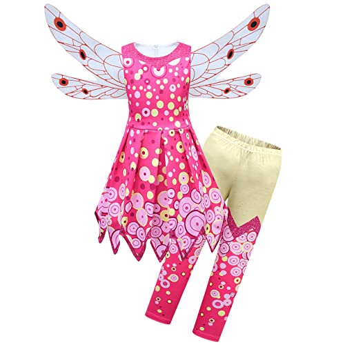 laughZuaia Baby Kleinkind Kinder Mädchen Yuko Kostüm Fee Kostüm Halloween Party Outfit mit Flügeln und Hosen (110, Rose 2) von laughZuaia