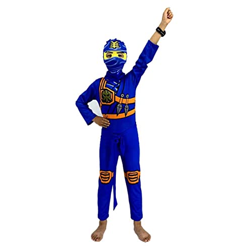 laughZuaia Ninja Krieger Kostüm für Jungen Kinder Halloween Cosplay Dress Up Party Outfit Kinderrollenspiele (120, Blau) von laughZuaia