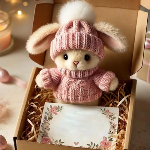 Positive Easter Bunny Plush Toy,Bunny Hug Cute Easter,Stofftier Positive Emotionale Unterstützung Geschenk,Emotionale Unterstützung Häkelner Kaninchen Kuscheltier,Niedliches Ostergeschenk Kuschelhasen von laxreheye