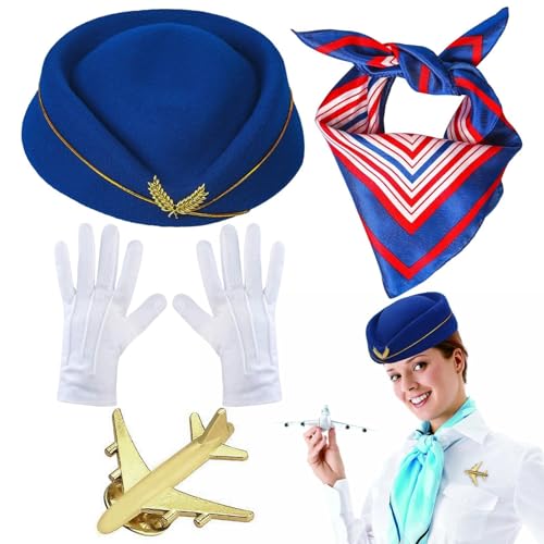 Stewardess Cosplay Set, Flugbegleiter Kostüm, Stewardess Kostüm Im Klassischen Design, Damen Stewardess Kostüm Zubehör, Flugbegleiterin Hut Schal Handschuhe Brosche, Stewardess Cosplay Kostüm Zubehör Stewardess Cosplay Set, Flugbegleiter Kostüm, Stewardess Kostüm Im Klassischen Design, Damen Stewardess Kostüm Zubehör, Flugbegleiterin Hut Schal Handschuhe Brosche, Stewardess Cosplay Kostüm Zubehör von laxreheye
