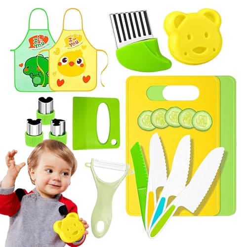 laxreheye Küchensets für Kleinkinder, Küchenwerkzeuge für Kleinkinder – echtes Küchenset für Kleinkinder, 15-teilig, Aktivitäten für Kleinkinder, Schürze, Sandwich-Schneider, laxreheye Küchensets für Kleinkinder, Küchenwerkzeuge für Kleinkinder – echtes Küchenset für Kleinkinder, 15-teilig, Aktivitäten für Kleinkinder, Schürze, Sandwich-Schneider, von laxreheye