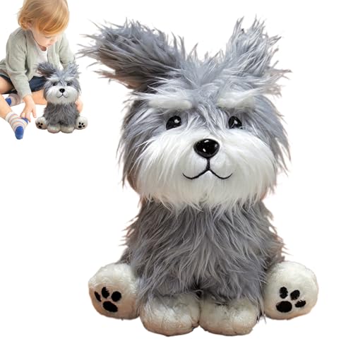 laxreheye Kuscheltier Hund | Realistisches Plüsch Schnauzer Modell | Schlafbegleiter, Niedliches Plüschtier Für Erwachsene Jugendliche Mädchen von laxreheye