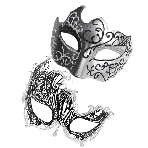 laxreheye Maskerade-Set für Paare, Maskerade-Set für Paare, Retro-Kopfbedeckung aus Spitze, Maskerade-Set für Sie und Ihn, Zubehör laxreheye Maskerade-Set für Paare, Maskerade-Set für Paare, Retro-Kopfbedeckung aus Spitze, Maskerade-Set für Sie und Ihn, Zubehör von laxreheye