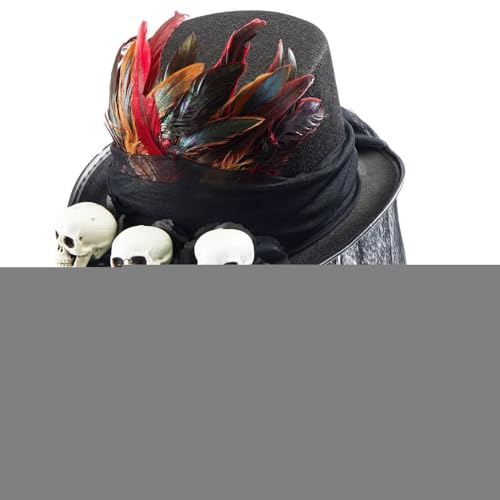 laxreheye Steampunk Cosplay Hut, Steampunk Hut Herren - Steam Punk Zylinder für Männer,Halloween-Kopfbedeckung für Damen und Herren, Halloween-Kostüm, Cosplay, Totenköpfe, Federn, schwarzes Netz für laxreheye Steampunk Cosplay Hut, Steampunk Hut Herren - Steam Punk Zylinder für Männer,Halloween-Kopfbedeckung für Damen und Herren, Halloween-Kostüm, Cosplay, Totenköpfe, Federn, schwarzes Netz für von laxreheye