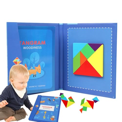 laxreheye Tangram Puzzlespiele aus Holz | Tangram-Puzzle mit geometrischen Formen magnetisch | tragbare Blöcke Jigsaw Book Puzzlespiele Stapelspiele Lernspielzeug für Jungen Mädchen laxreheye Tangram Puzzlespiele aus Holz | Tangram-Puzzle mit geometrischen Formen magnetisch | tragbare Blöcke Jigsaw Book Puzzlespiele Stapelspiele Lernspielzeug für Jungen Mädchen von laxreheye