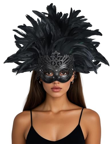 lckellong Faschingskostüm für Damen, bunt, Feder-Kopfschmuck, Schwarz, Einheitsgr��e lckellong Faschingskostüm für Damen, bunt, Feder-Kopfschmuck, Schwarz, Einheitsgr��e von lckellong