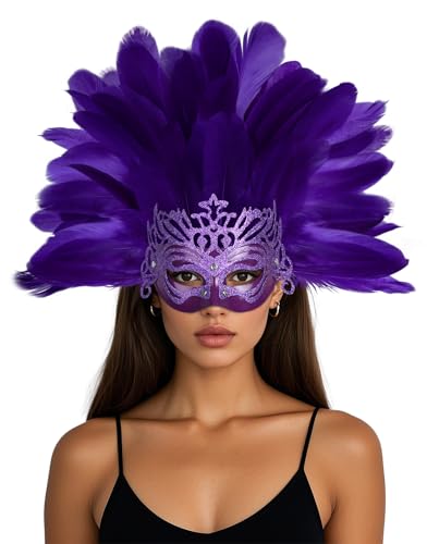 lckellong Gänsefedern Kopfschmuck Karneval Karibik Kopfschmuck Showgirl Zubehör, Violett, Einheitsgröße von lckellong