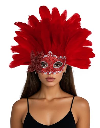 lckellong Karneval Damen Feder Kopfschmuck Karneval Damen Kopfschmuck Spitze Masken, Blau, Einheitsgröße lckellong Karneval Damen Feder Kopfschmuck Karneval Damen Kopfschmuck Spitze Masken, Blau, Einheitsgröße von lckellong