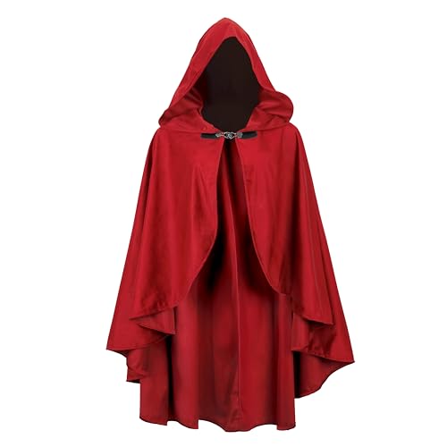 lckellong Renaissance-Umhang mit Kapuze, mittelalterlicher Kapuzenumhang, kurz mit Kurve, für Erwachsene, Herren, Damen, Herren, Halloween, Mittelalter-Kostüm, Rot lckellong Renaissance-Umhang mit Kapuze, mittelalterlicher Kapuzenumhang, kurz mit Kurve, für Erwachsene, Herren, Damen, Herren, Halloween, Mittelalter-Kostüm, Rot von lckellong