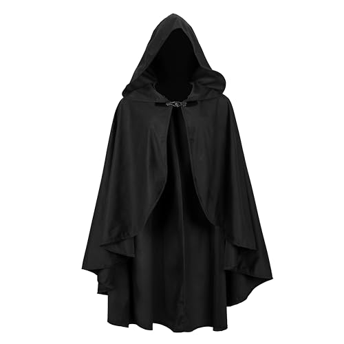 lckellong Renaissance-Umhang mit Kapuze, mittelalterlicher Kapuzenumhang, kurz mit Kurve, für Erwachsene, Herren, Damen, Herren, Halloween, Mittelalter-Kostüm, Schwarz lckellong Renaissance-Umhang mit Kapuze, mittelalterlicher Kapuzenumhang, kurz mit Kurve, für Erwachsene, Herren, Damen, Herren, Halloween, Mittelalter-Kostüm, Schwarz von lckellong