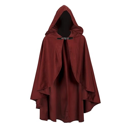 lckellong Renaissance-Umhang mit Kapuze, mittelalterlicher Kapuzenumhang, kurz mit Kurve, für Erwachsene, Herren, Damen, Herren, Halloween, Mittelalter-Kostüm, Weinrot lckellong Renaissance-Umhang mit Kapuze, mittelalterlicher Kapuzenumhang, kurz mit Kurve, für Erwachsene, Herren, Damen, Herren, Halloween, Mittelalter-Kostüm, Weinrot von lckellong