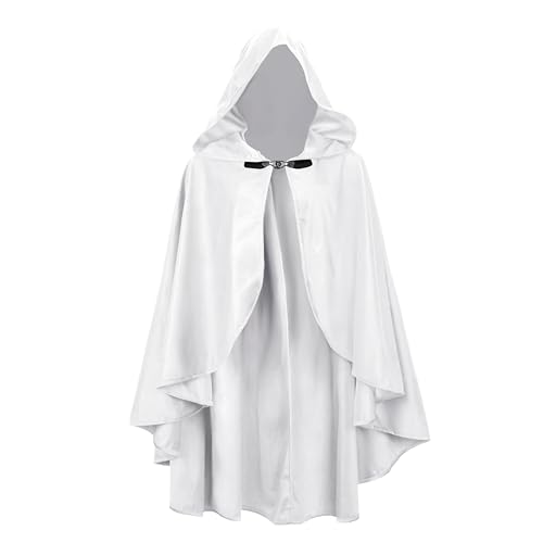 lckellong Renaissance-Umhang mit Kapuze, mittelalterlicher Kapuzenumhang, kurz mit Kurve, für Erwachsene, Herren, Damen, Herren, Halloween, Mittelalter-Kostüm, Weiß lckellong Renaissance-Umhang mit Kapuze, mittelalterlicher Kapuzenumhang, kurz mit Kurve, für Erwachsene, Herren, Damen, Herren, Halloween, Mittelalter-Kostüm, Weiß von lckellong
