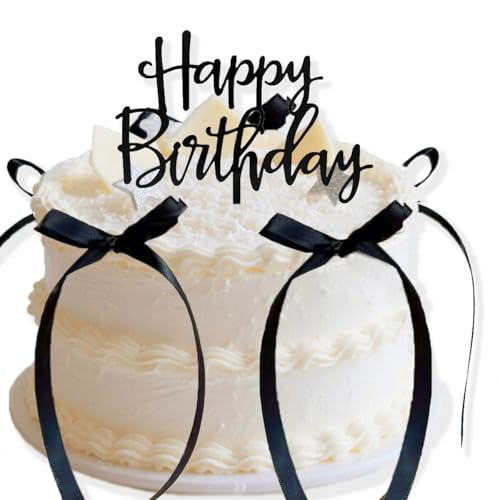 Schwarz Bogen Tortendeko,Cake Topper mit Happy Birthday Zeichen,Hochzeitstorte Deko Cake Topper Geburtstag,für Babyparty,Kuchen,Dekoration, Geburtstag,Hochzeit Schwarz Bogen Tortendeko,Cake Topper mit Happy Birthday Zeichen,Hochzeitstorte Deko Cake Topper Geburtstag,für Babyparty,Kuchen,Dekoration, Geburtstag,Hochzeit von leersao