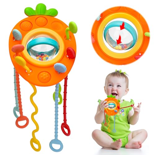 lefeindgdi Baby Montessori Spielzeug - Sensorisches Baby Motorikspielzeug ab 6 Monate,Silikon Zugschnur Aktivitäts Spielzeug für Baby Jungen Mädchen 1 2 3 Jahre von lefeindgdi