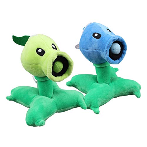 lefeng 2 Stück Pflanzen gegen Zombies Plüsch Spielzeug PVZ Blau Grün Peashooter Stoffiter Puppe Kuscheltier Plüschtier von lefeng
