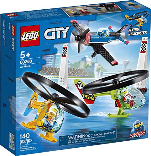 LEGO City Air Race 60260 Flying Helicopter Toy, Features 2 Ripcord Helicopters, Stunt Plane Aircraft Toy, 2 Pylons, Plus Rivera, Xtreme and Vitarush Pilot Minifigures, New 2020 (140 Pieces) von LEGO