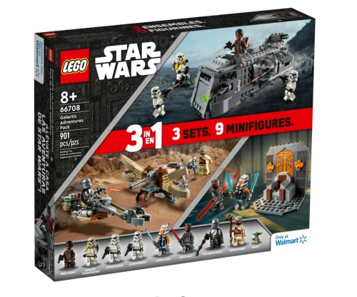 LEGO Star Wars Galactic Adventures 66708, 3-in-1 Building Toy Gift Set: The Mandalorian Trouble on Tatoonie and Imperial Armored Marauder and Clone Wars Duel on Mandalore von LEGO