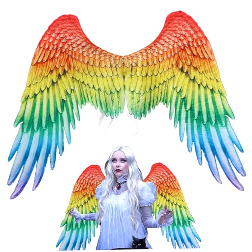 legtovt Angel Wing 41x29.5 Zoll Halloween Engel Kostüm Nicht gewebter Stoff Cosplay Flügel für Erwachsene mit verstellbaren Trägern für Halloween Cosplay Dress Up Carnival Rainbow von legtovt