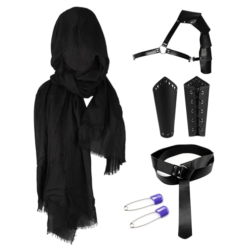legtovt Halloween Männer Renaissance Kostüm 5pcs/festgelegte mittelalterliche Pu Renaissance Accessoires Retro Cosplay Halloween Kostüme für Cosplay -Party Schwarze Accessoires von legtovt
