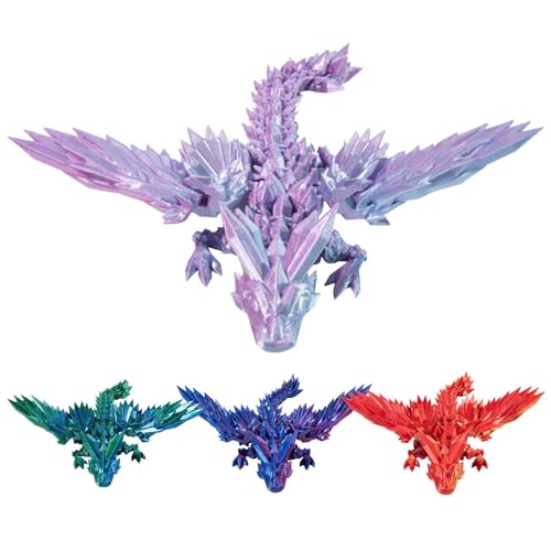 lembrd 3D Gedruckter Drache, 3D Gedruckter Kristalldrache Mit Flügeln, Geheimnisvolle Drachen Spielzeug Realistische Beweglicher Drachen Figuren Drachen Ornament Für Kinder Und Erwachsene von lembrd