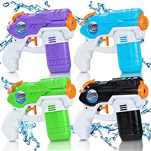 lenbest Wasserpistole, 4 Pack Wasser, 7-8 Meter Reichweite & 150ml Kapazität, Super Squirt Wasserpistolen - Sommer Partys, Pool Garten Strand, für Kinder und Erwachsene (150ML 4 Pack) von lenbest