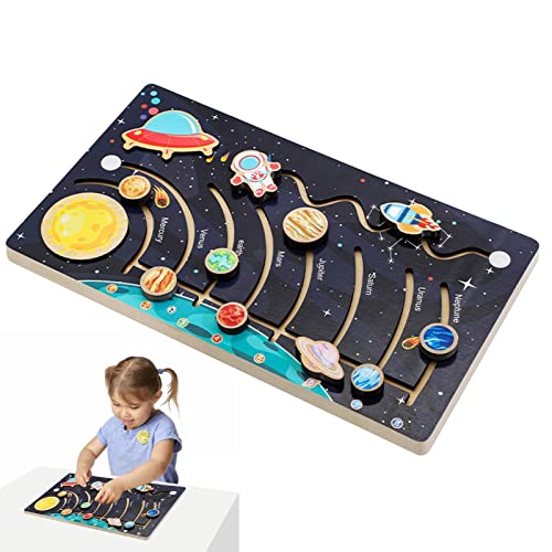Solar System Space Board | Planeten für Kinder Sonnensystem Spielzeug aus Holz | Montessori-Spielzeugset für Kinder 3-8 mit abnehmbaren Planeten, Geschenk für Jungen und Mädchen Lencyotool von lencyotool