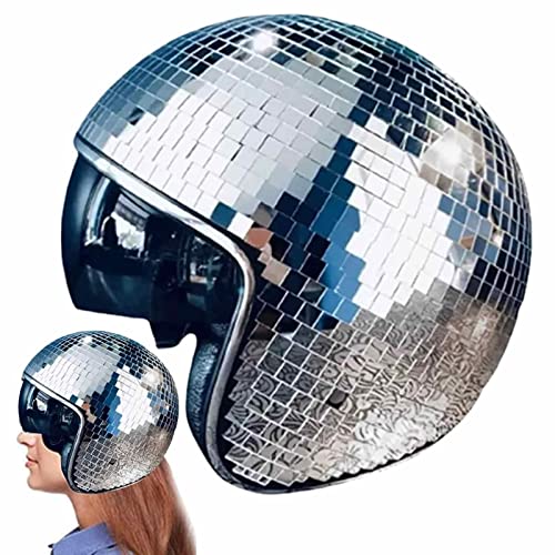 lencyotool Discokugel-Hüte mit einziehbarem Visier | Disco Mirror Glitter Ball Helme,2022 New Full Disco Ball Hat für Cowboy- und Cowgirl-Party-Kleidungszubehör von lencyotool