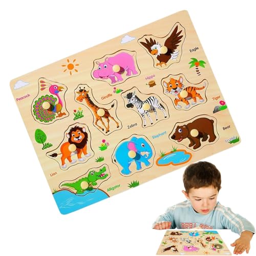 lencyotool Holzpuzzle, Holztierpuzzle, Holzpuzzle-Set - Niedliche Tierpuzzles für Jungen und Mädchen, farbenfrohes Puzzleset für das Kinderzimmer von lencyotool