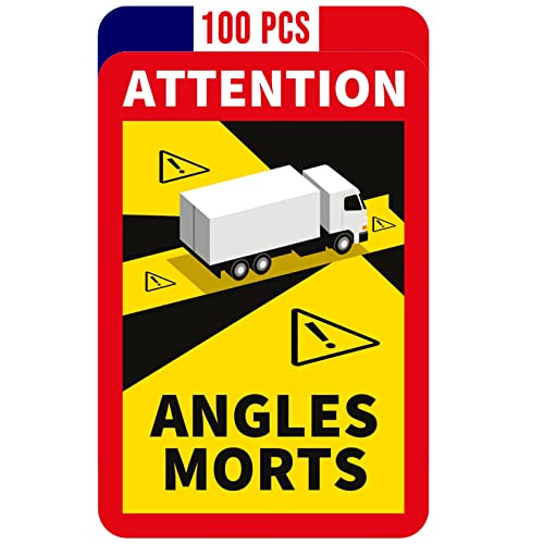 lepni.me 100 Stück LKW Toter Winkel Aufkleber Frankreich | Extra Starke Haftung und UV Schutz | Attention Angles Morts Sticker | Winkel Warntafel Fahrzeugaufkleber (100PCS LKW) von lepni.me