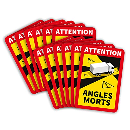 lepni.me 12 Stück LKW Toter Winkel Aufkleber Frankreich | Extra Starke Haftung und UV Schutz | Attention Angles Morts Sticker | Winkel Warntafel Fahrzeugaufkleber (12PCS LKW) von lepni.me