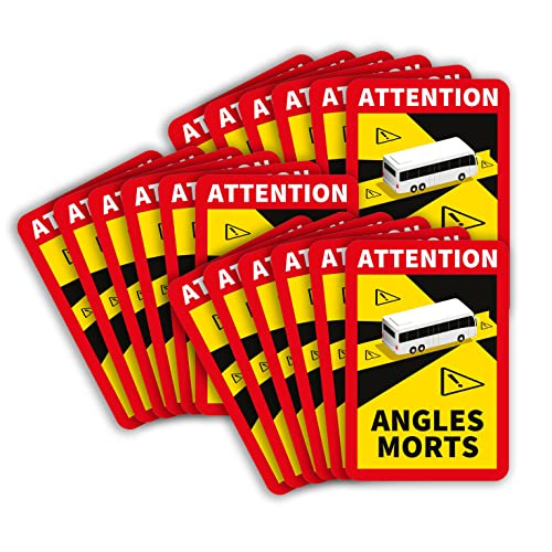 lepni.me 18 Stück Bus Toter Winkel Aufkleber Frankreich | Extra Starke Haftung und UV Schutz | Attention Angles Morts Sticker | Winkel Warntafel Fahrzeugaufkleber (18PCS BUS) von lepni.me