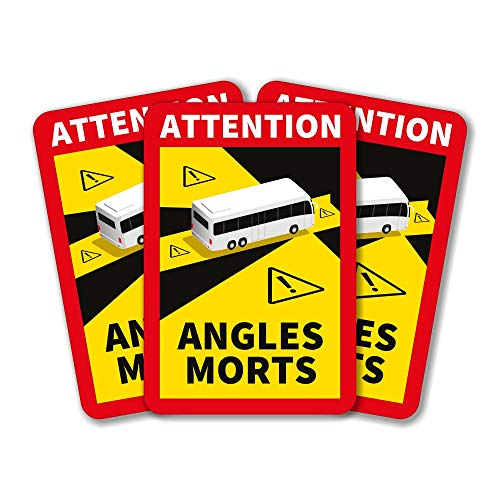 lepni.me 3 Stück Bus Toter Winkel Aufkleber Frankreich | Extra Starke Haftung und UV Schutz | Attention Angles Morts Sticker | Winkel Warntafel Fahrzeugaufkleber (3PCS Bus) von lepni.me