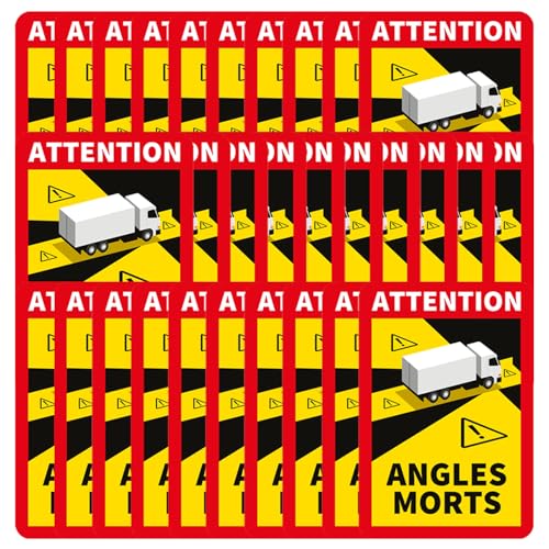 lepni.me 30 Stück LKW Toter Winkel Aufkleber Frankreich | Extra Starke Haftung und UV Schutz | Attention Angles Morts Sticker | Winkel Warntafel Fahrzeugaufkleber (30PCS LKW) von lepni.me