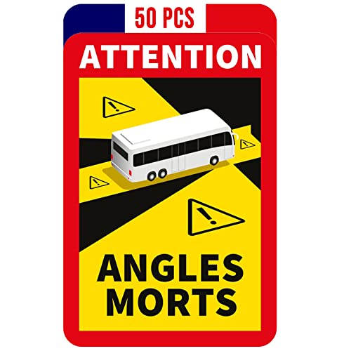 lepni.me 50 Stück Bus Toter Winkel Aufkleber Frankreich | Extra Starke Haftung und UV Schutz | Attention Angles Morts Sticker | Winkel Warntafel Fahrzeugaufkleber (50PCS BUS) von lepni.me