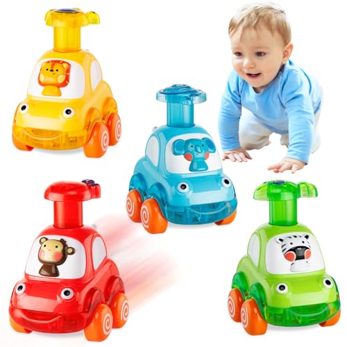 4 PCS Trägheit Tier Auto Spielzeug für 1 Jahr alt Junge und Mädchen|Kleinkind Spielzeug Alter 1-2|1 Jahr alt Junge Geschenke für 1. von lerrbo