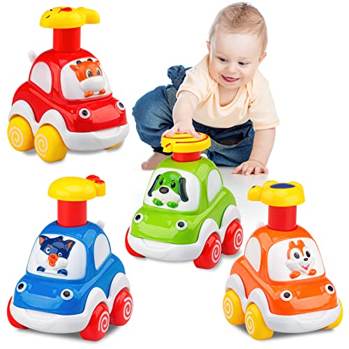 lerrbo 4 PCS Tier Auto Spielzeug mit Traktor für Kleinkinder Alter 1-2|Baby Spielzeug 12-18 Monate|1. Geburtstag Geschenke für 1 Jahr alt von lerrbo