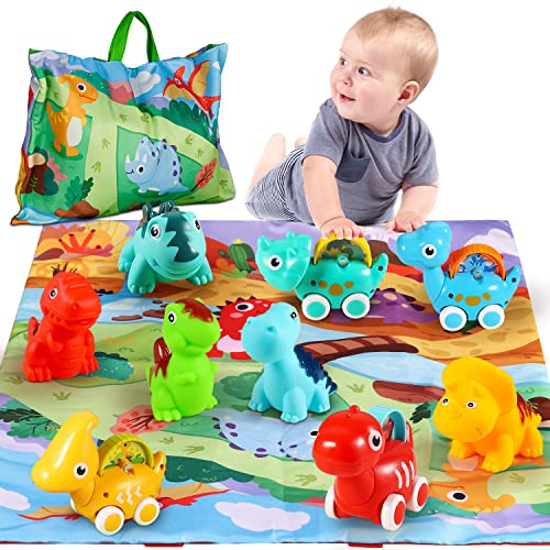 lerrbo Kinderspielauto-Set mit 9 niedlichen Dinosaurierfiguren von lerrbo