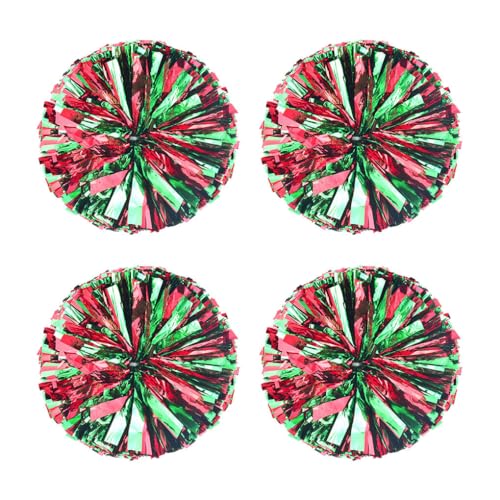 lerwliop 4 Stück Cheerleader Pompons in leuchtenden Farben, breite Anwendung und bequem zu halten, Cheerleader Pompons aus Kunststoff, Leuchtend rotgrün von lerwliop