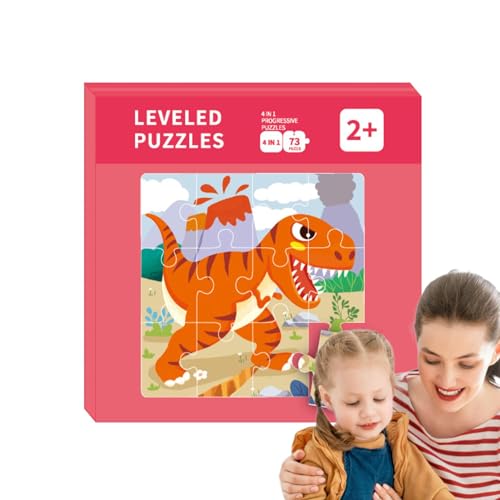 Leryveo Magnetisches Reiserätsel, Magnetisches Rätselbuch - Dinosaurier-Puzzle - 4-in-1 Magnet-Puzzlebuch für Kleinkinder, Montessori-Reisepuzzlespielzeug für Kinder, Vorschul-Lernspielzeug für Kinder von leryveo